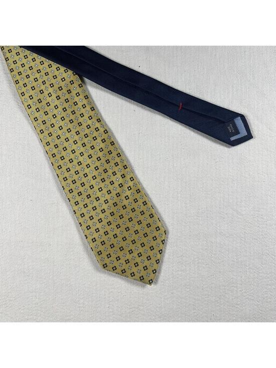 Tommy Hilfiger Other - Tommy Hilfiger Mens Neck Tie Navy Blue Gold yellow 100% Silk geometric floral